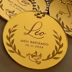 Lembrancinha Batizado Kit 10 Com Nome E Data Chaveiro Personalizado De Batismo Em Acrílico Dourado
