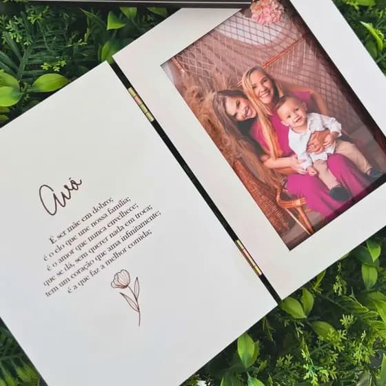 Porta Retrato Livro Personalizado Presente Para Mãe Avó Namorada Namorado Pai Lembrancinhas MDF Branco Dia dos Avós