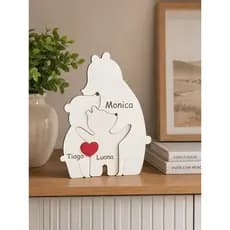 Decoração Família Urso Personalizada Com Nome Do Casal Ou Filhos Para Presente Apartamento Casa