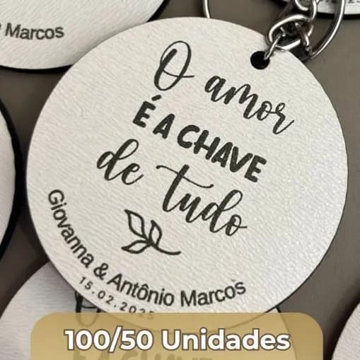 Chaveiro Lembrancinha De Casamento Personalizada 50 100 Unidades Simples Kit Para Noivado Em MDF Resistente
