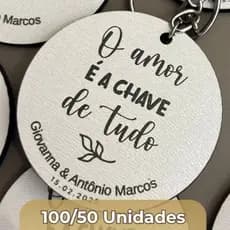 Chaveiro Lembrancinha De Casamento Personalizada 50 100 Unidades Simples Kit Para Noivado Em MDF Resistente
