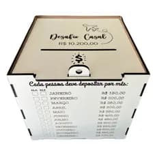 Cofre Desafio Casal 10 Mil Em 1 Ano Depósito Mensal Caixa Para Guardar Dinheiro Com Alça De Cadeado