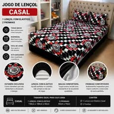 JOGO DE CAMA TIME DE FUTEBOL LENÇOL DE ELÁSTICO TAMANHOS CASAL/ QUEEN