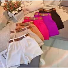 Kit 2 Shorts Feminino Alfaiataria Social Cintura Alta P AO GG