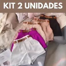 Kit 2 Short Alfaiataria Feminino Cintura Alta PROMOÇÃO P AO GG