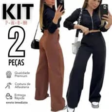 Kit 2 Calça Alfaiataria PREMIUM Com Bolso Cintura Alta PROMOÇÃO
