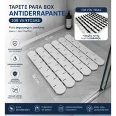 Tapete para Box de Banheiro Antiderrapante 52x52cm com 108 Ventosas – Não Tampa o Ralo
