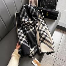 Cachecol xadrez preto e branco, feminino, inverno, sensação de alta qualidade, 2026, novo estilo, Jun Ji Hyun, mesmo est