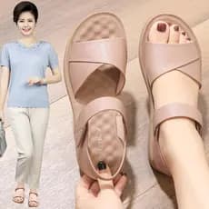 Sandálias mãe femininas, sapatos de meia-idade, mulheres idosas, 2026, novo estilo, antiderrapante, sola macia, verão, s