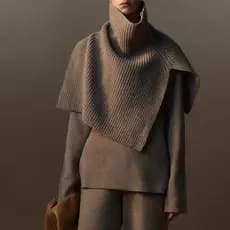 Ferramenta útil de estilo em estoque pronto, lã Merino ultrafina, fenda de gola alta, xale de malha multiuso, cachecol g