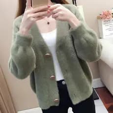 Casaco Feminino de Primavera e Outono Novo Estilo, Cardigã Curto Solto e Moda para Outono e Inverno