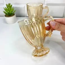 Jogo De Xícaras 6 Caneca Cristal Vidro 190ml Para Capuccino Cor Âmbar/Cristal Roma