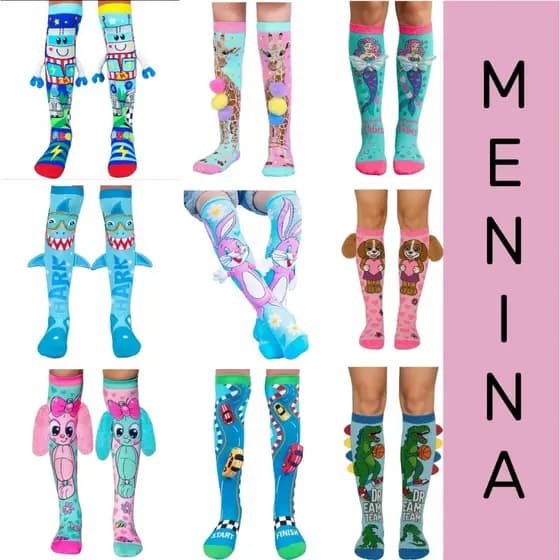 Par Meia Maluca 3D Crianças Infantil Meias Cano Alto Tridimensional Personagens Presente Inverno Moda 2026