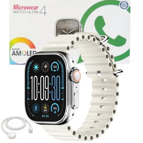 Relogio Smartwatch ULTRA 4 TELA AMOLED (U4 PLUS) 49MM COM 2 PULSEIRAS - ESTELAR Lançamento Gps Responde Mensagem