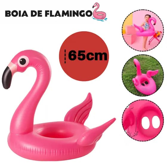 Boia Inflavel Flamingo 65cm Rosa Pink  Piscina Praia Adulto/Infantil Festa e Verão