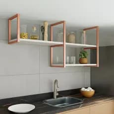 Prateleira Nicho Estilo Industrial Ferro e Mdf Branco