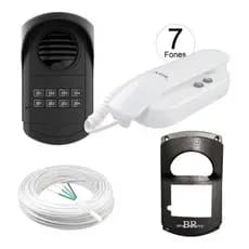 Kit Coletivo 8 Pontos + 7 Interfones  Protetor+ 200 Mts Cabo