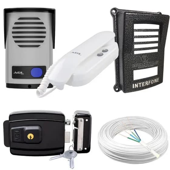 Kit Interfone Residencial AGL com Alimentação no Painel de Rua Modelo P10S