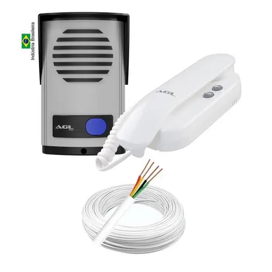 Kit Agl Porteiro + Interfone + 20 Mts Cabo