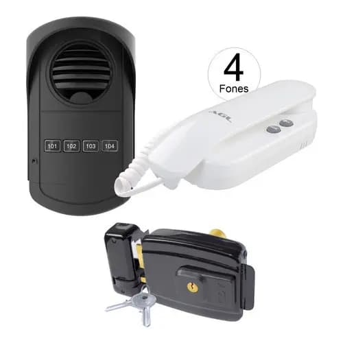Kit Coletivo Predial 4 Pontos Agl + 4 Interfone + Fechadura