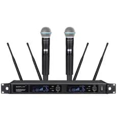 SOMLIMI QLX-24D todo Metal UHF Profissional Sem Fio Microfone dois Canais Cantando Desempenho de Palco Karaoke Igreja