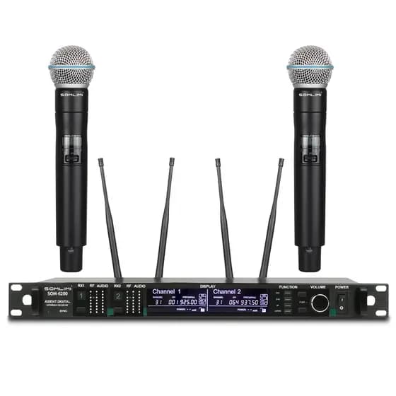 SOMLIMI-AD4D BETA58A/KSM9 500 Sistema de microfone para desempenho de palco, canto, igreja, karaoke, festa, casamento