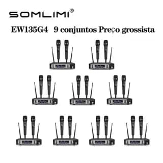 SOMLIMI EW135G4 9 microfone UHF dual canal profissional sistema sem fio palco desempenho metal portátil