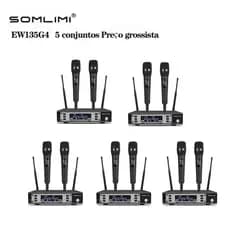 SOMLIMI EM135G4 5 Microfone UHF Dual Channel Professional Wireless System Stage Performance metal Handheld