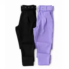 Calça Alfaiataria Feminina com Cinto Social Elegante Cintura Alta Varias Cores Moda Feminina Casual Fashion Slim