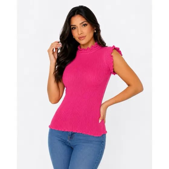 Blusa Feminina Tricô Blusa Manga Princesa Blusa Gola Alta Blusa Tricô