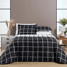 Cobre Leito King Dupla Face Grid Micro Percal 200 Fios Austin 3 Pçs