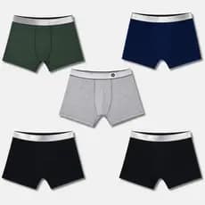 Kit 5 Cuecas Boxer Conforto Elasticidade Poliéster Masculino Confortável Moda Íntima Roupas Homem