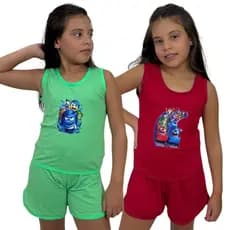 Kit 2 Pijamas Infantil Baby Doll Confortável Short Doll Tecido Suede Feminino