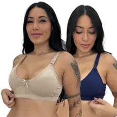 Kit 2 Sutiã Confortável Sem Bojo Modeladora Sustentação Macio Elegante Romantic Reforçado