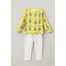 Pijama Inverno Confortável Suede Blusa Calça Elegante Linha Noite Dormir Estampada Manga Longa