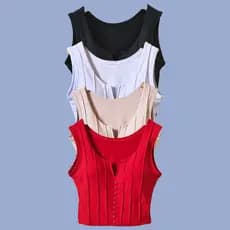 KIT 4 Blusa feminina regata com perolas e bojo