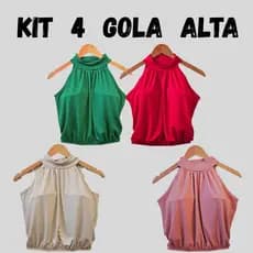 KIT 4 Cropped feminina estilosa Gola Alta