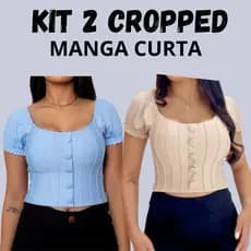 KIT 2 Cropped feminina estilosa com botões forrado