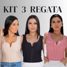 KIT 3 cropped feminina regata estilosa com bojo e perolas