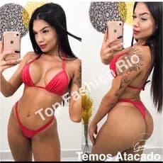 biquini feminino de marquinha fio dental moda praia para fazer bronze Vermelho