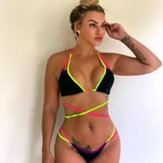 Biquini feminino Tira Neon Moda Praia Gringa Blogueira Verão