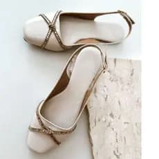 Sapatilha feminina scarpin slingback rasteira brilho confortavel