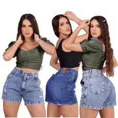 Bermuda Boyfriend Meia Coxa Com Bolso Faca Feminina Short Cintura Alta Blogueira Jeans 100% Algodão