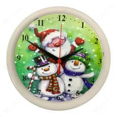 Relógio Parede Branco Natal Papai Noel Boneco Neve 24,5cm