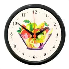 Relógio Parede Cozinha Sala Plasfort Fruteira Preto 24,5cm