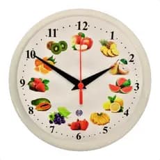 Relógio Parede Cozinha Sala Plasfort Frutas Branco 24,5cm