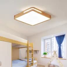 Lustre para Sala Plafon Madeira Quadrada ou Redondo Led Quarto 36w / 48w Bivolts Tamanho 30cm / 40cm Luminária de Teto