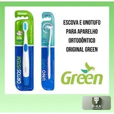 KIT ESCOVA DE DENTES P/APARELHO+ESCOVA UNOTUFO LINHA PROFISSIONAL ORTODÔNTICA-ORIGINAL GREEN