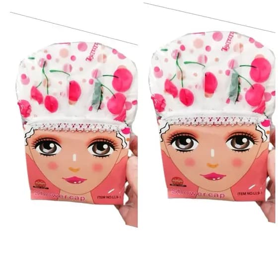 kIT 2  Touca Para Banho De Plástico Cabelo Seco Impermeável