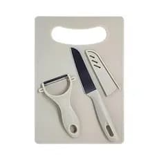 Kit Cozinha Culinária 3 peças Tabua de Cortar + Faca + Descascador de Legumes